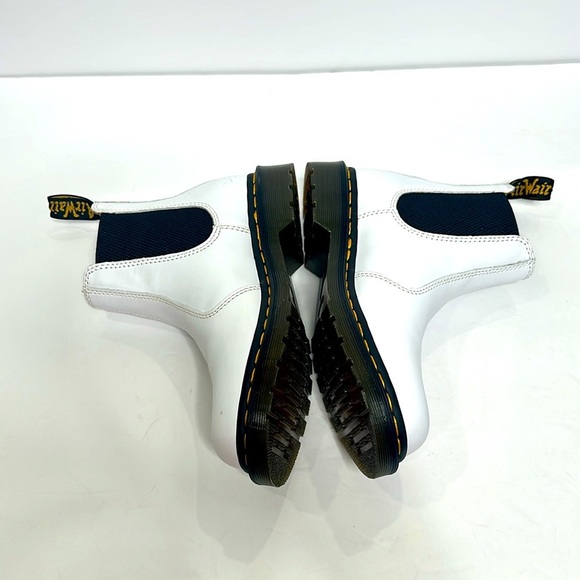 Dr. Martens White Slip On Chelsea Chunky Combat Smooth Leather Round Toe Boots - Picture 7 of 14